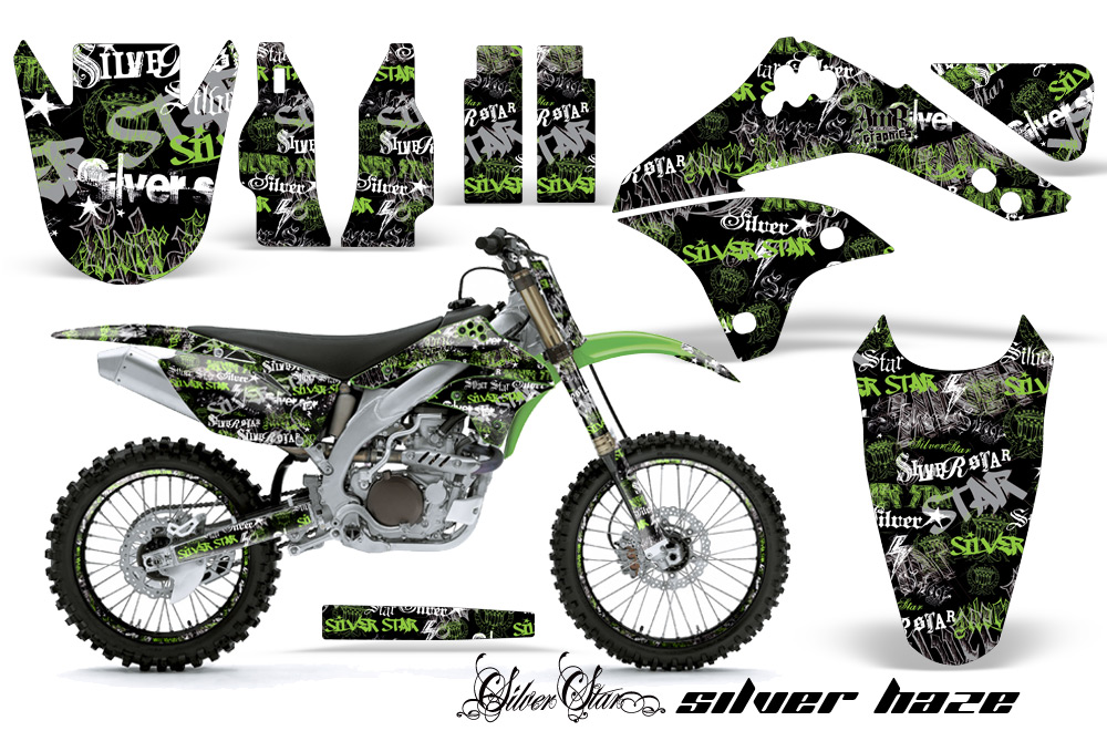 Kawasaki KX450F 06 08 Graphic Kit Silverhaze GreenBlackBG NPs